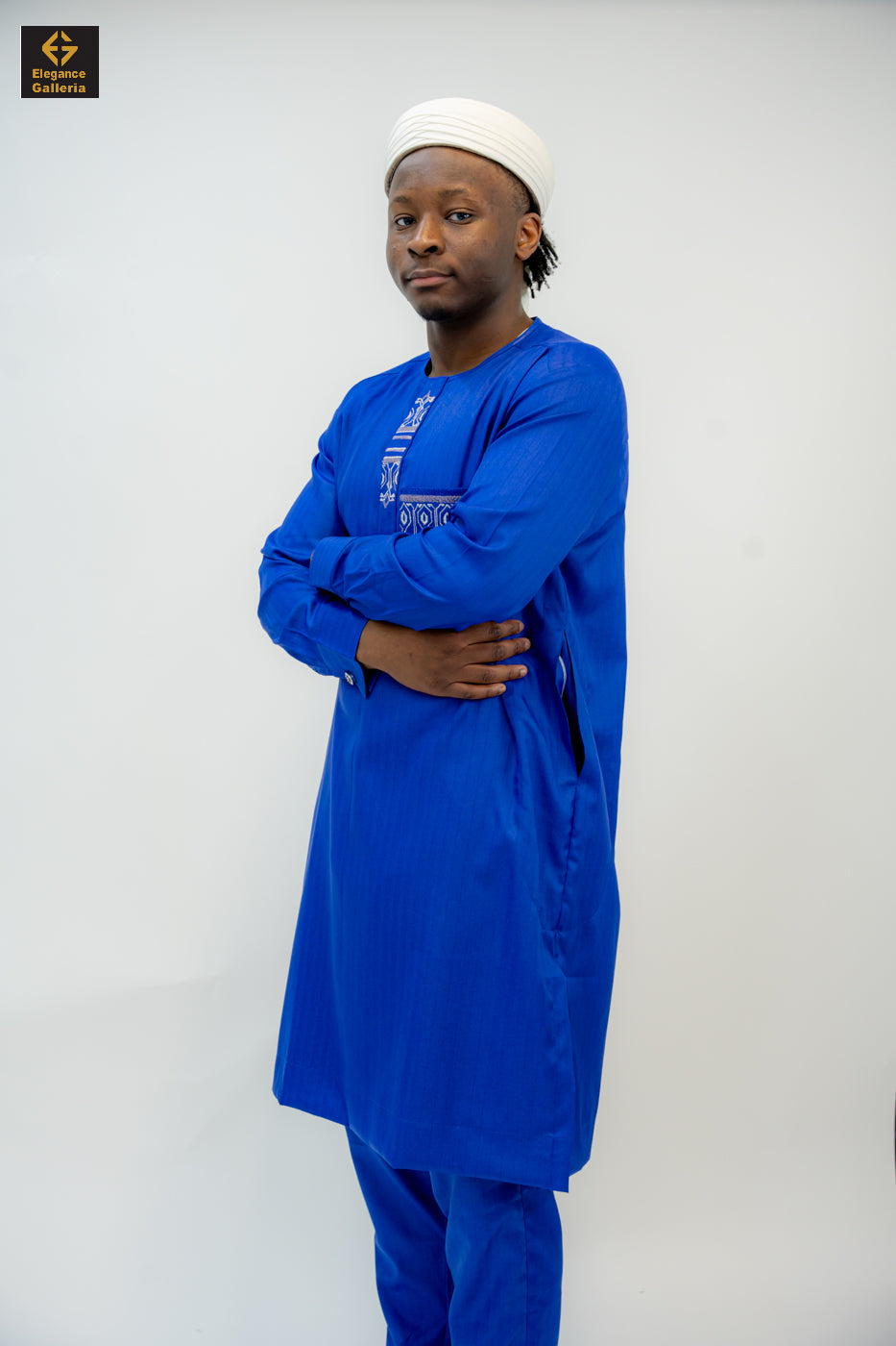 Elegant Men's Two-Piece Embroidered Outfit – African Traditional Wear, Premium Kaftan Set for Special Occasions