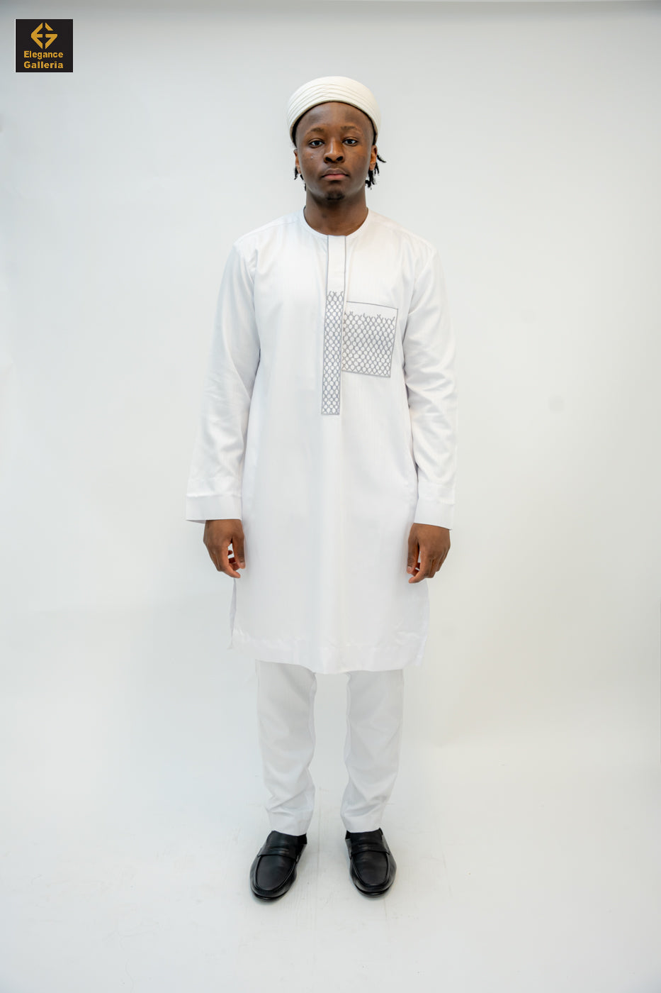 Elegant Men's Two-Piece Embroidered Outfit – African Traditional Wear, Premium Kaftan Set for Special Occasions