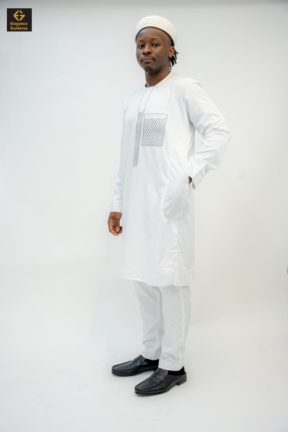 Elegant Men's Two-Piece Embroidered Outfit – African Traditional Wear, Premium Kaftan Set for Special Occasions