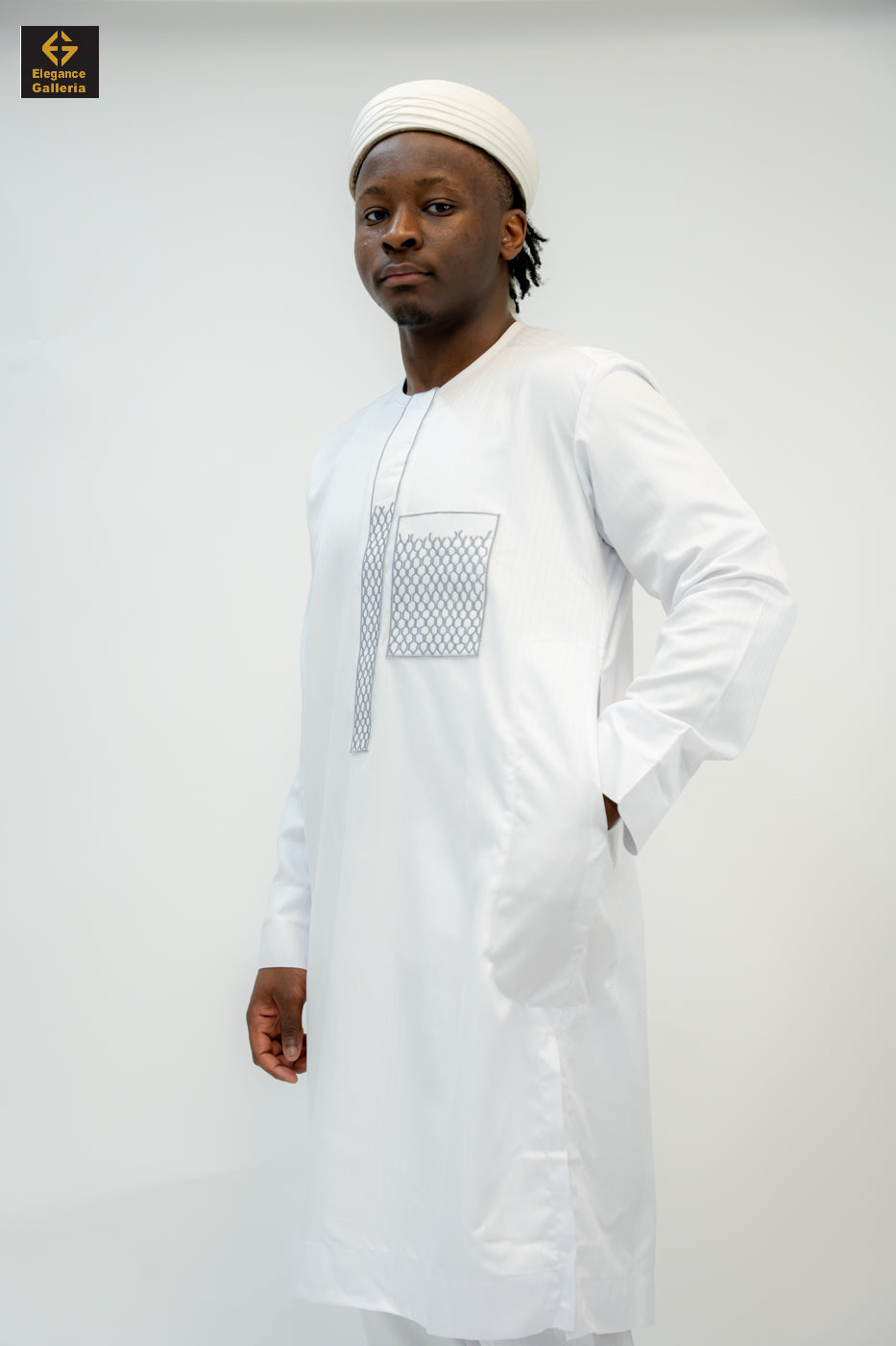 Elegant Men's Two-Piece Embroidered Outfit – African Traditional Wear, Premium Kaftan Set for Special Occasions