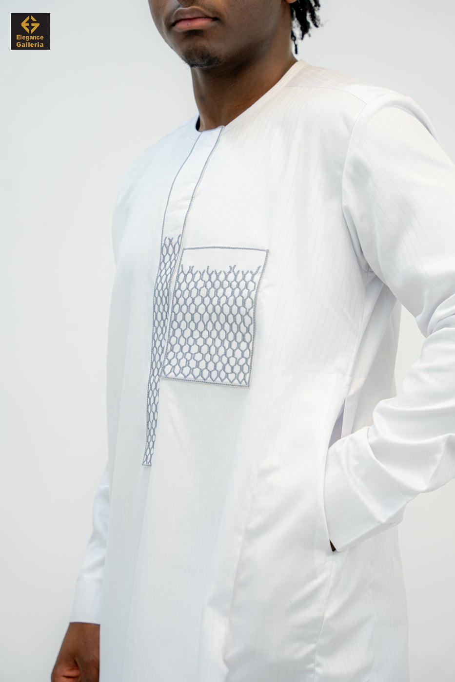 Elegant Men's Two-Piece Embroidered Outfit – African Traditional Wear, Premium Kaftan Set for Special Occasions