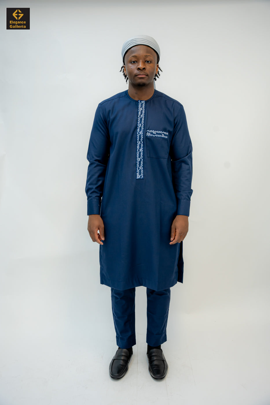Elegant Men's Two-Piece Embroidered Outfit – African Traditional Wear, Premium Kaftan Set for Special Occasions