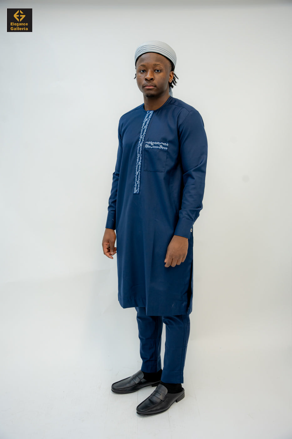 Elegant Men's Two-Piece Embroidered Outfit – African Traditional Wear, Premium Kaftan Set for Special Occasions