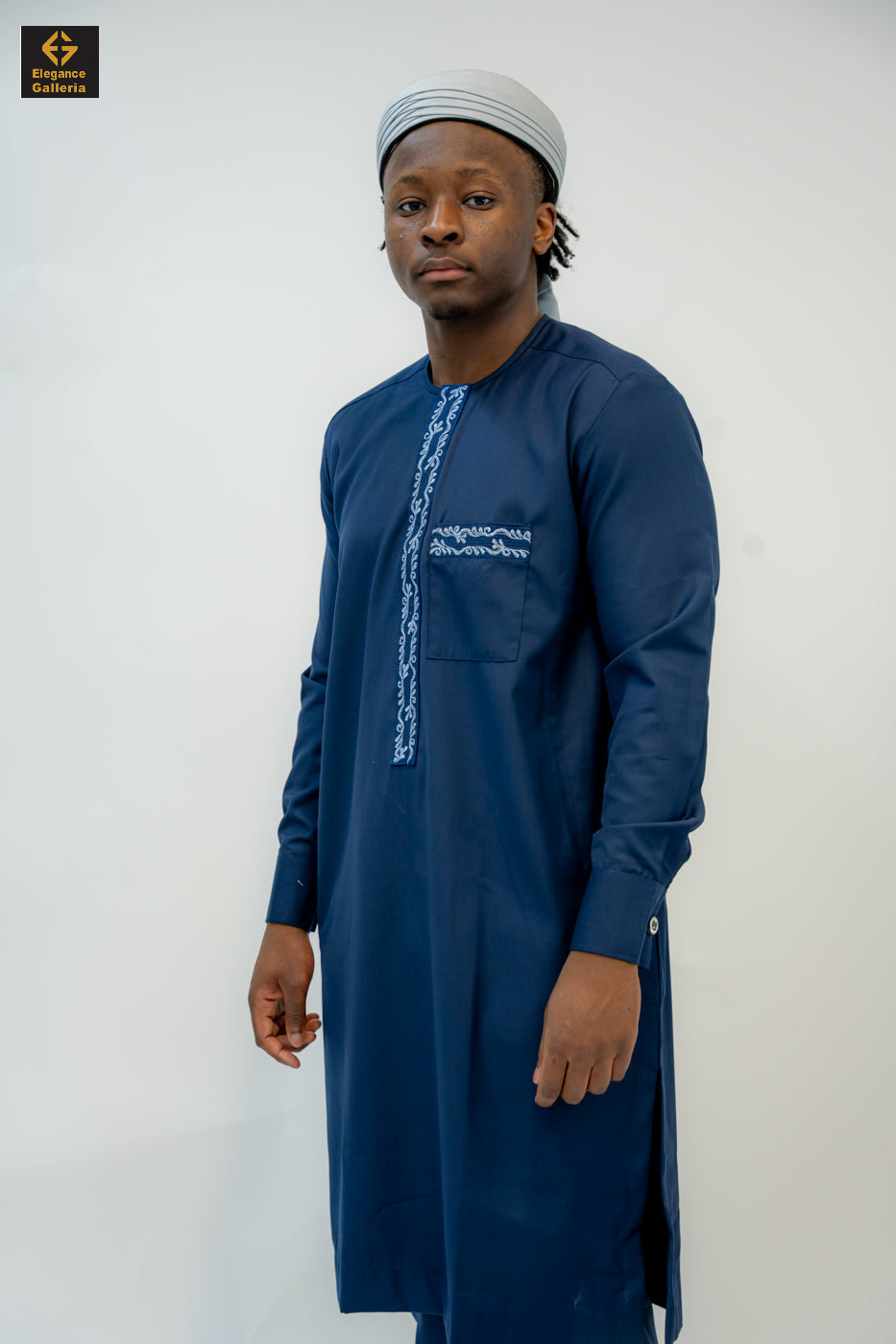 Elegant Men's Two-Piece Embroidered Outfit – African Traditional Wear, Premium Kaftan Set for Special Occasions