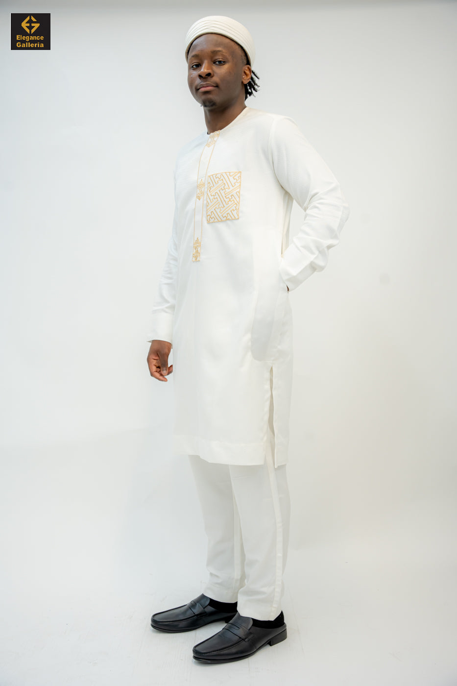 Elegant Men's Two-Piece Embroidered Outfit – African Traditional Wear, Premium Kaftan Set for Special Occasions