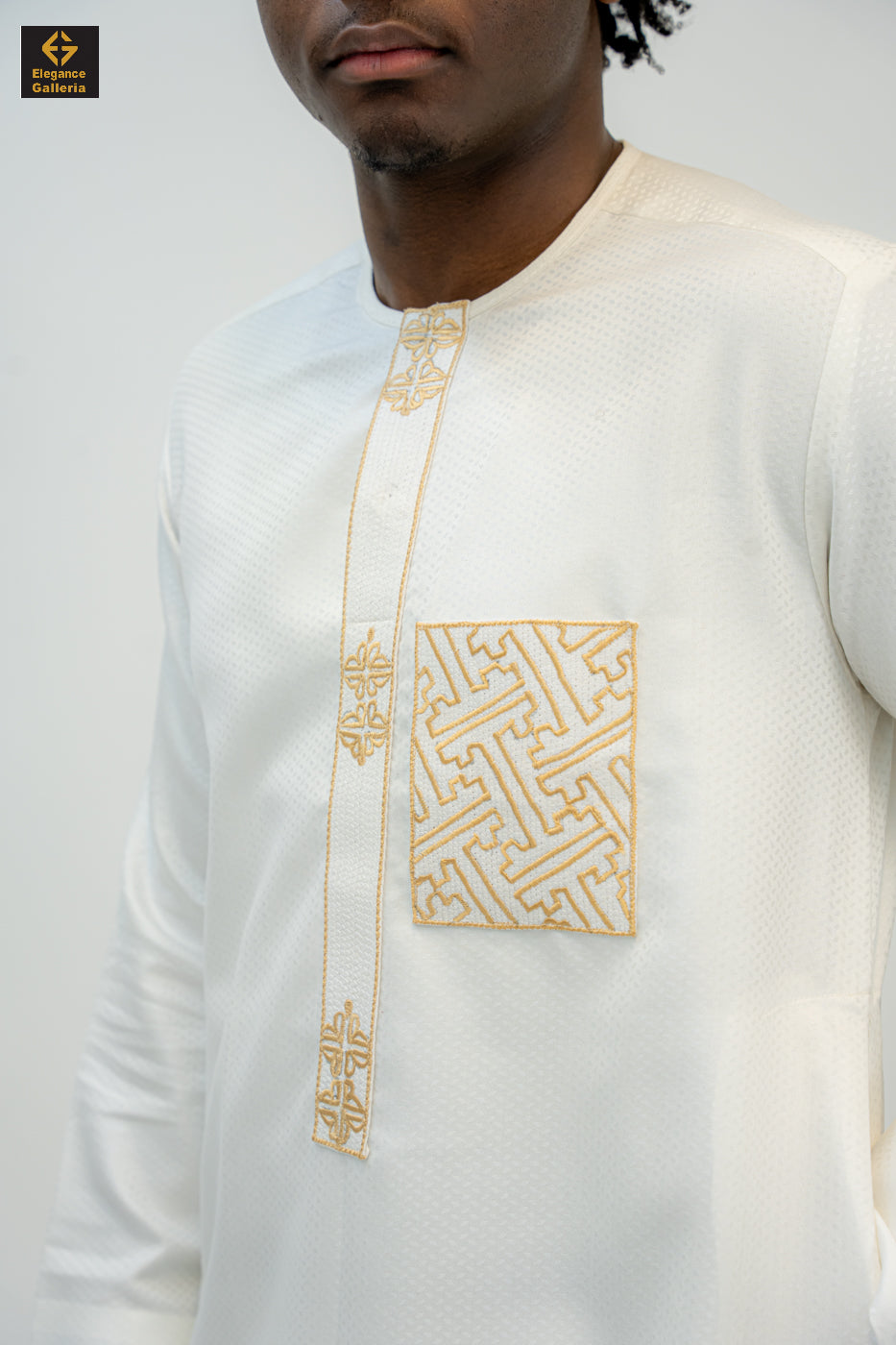 Elegant Men's Two-Piece Embroidered Outfit – African Traditional Wear, Premium Kaftan Set for Special Occasions