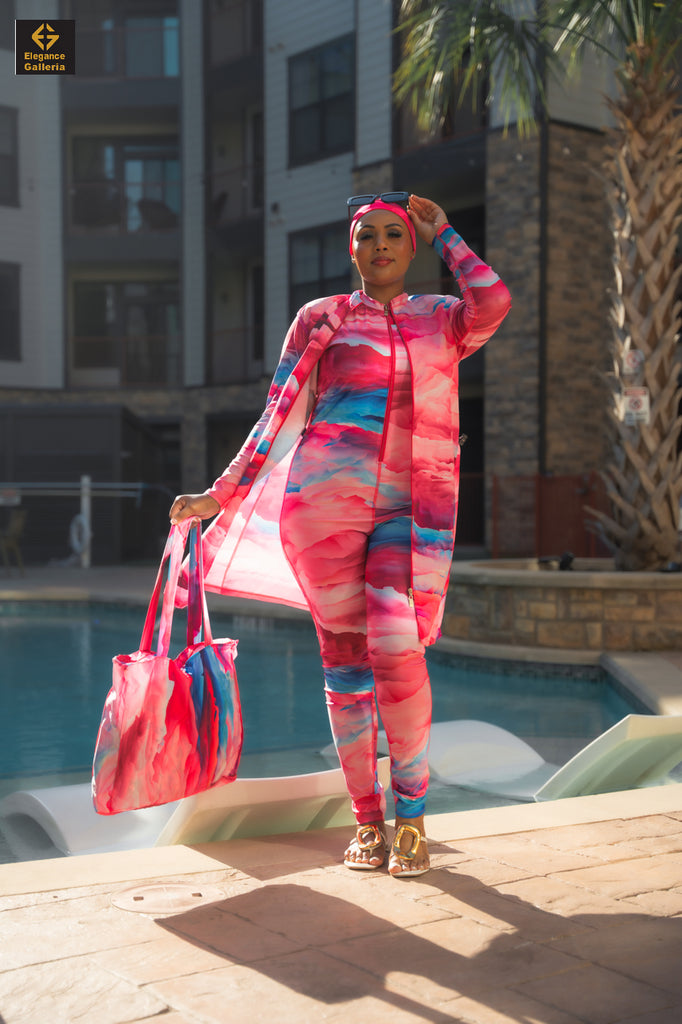 Coral Sky – Elegant Modest Swimwear Ensemble