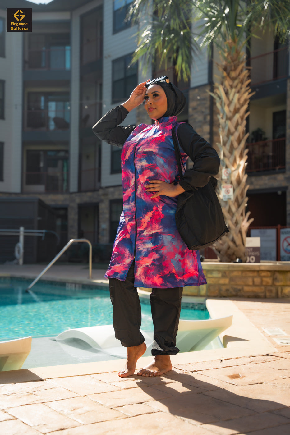 Twilight Drift Elegance – Full-Coverage Swim Ensemble