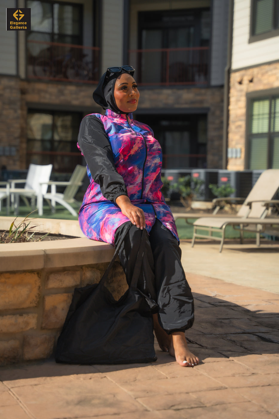 Twilight Drift Elegance – Full-Coverage Swim Ensemble