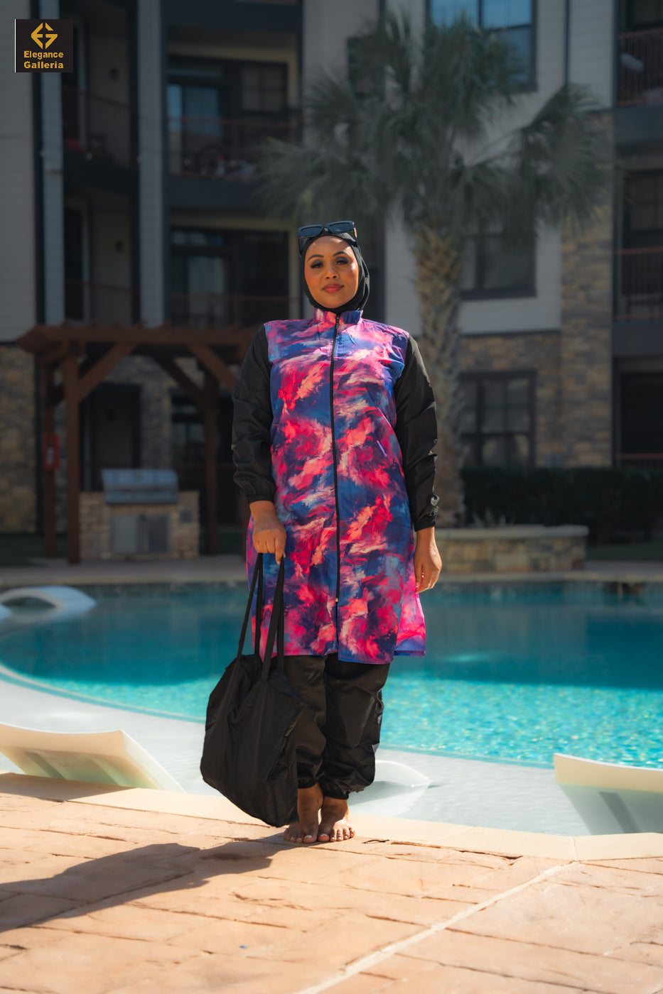 Twilight Drift Elegance – Full-Coverage Swim Ensemble