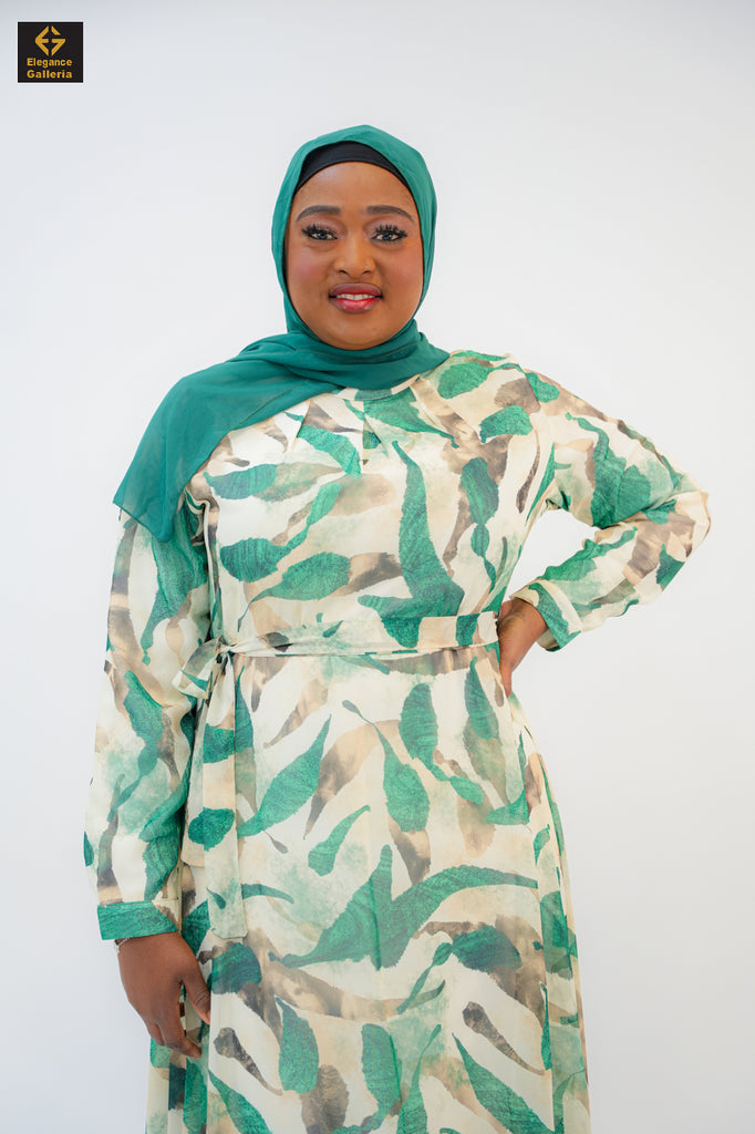 Flowy Floral Chiffon Dress with Long Sleeves