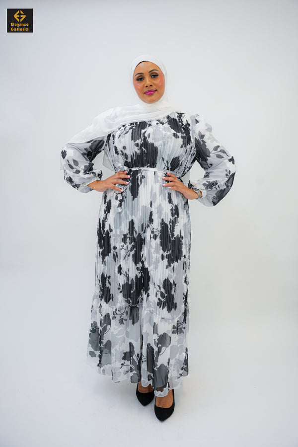 Elegant Floral Maxi Dress in Lightweight Chiffon