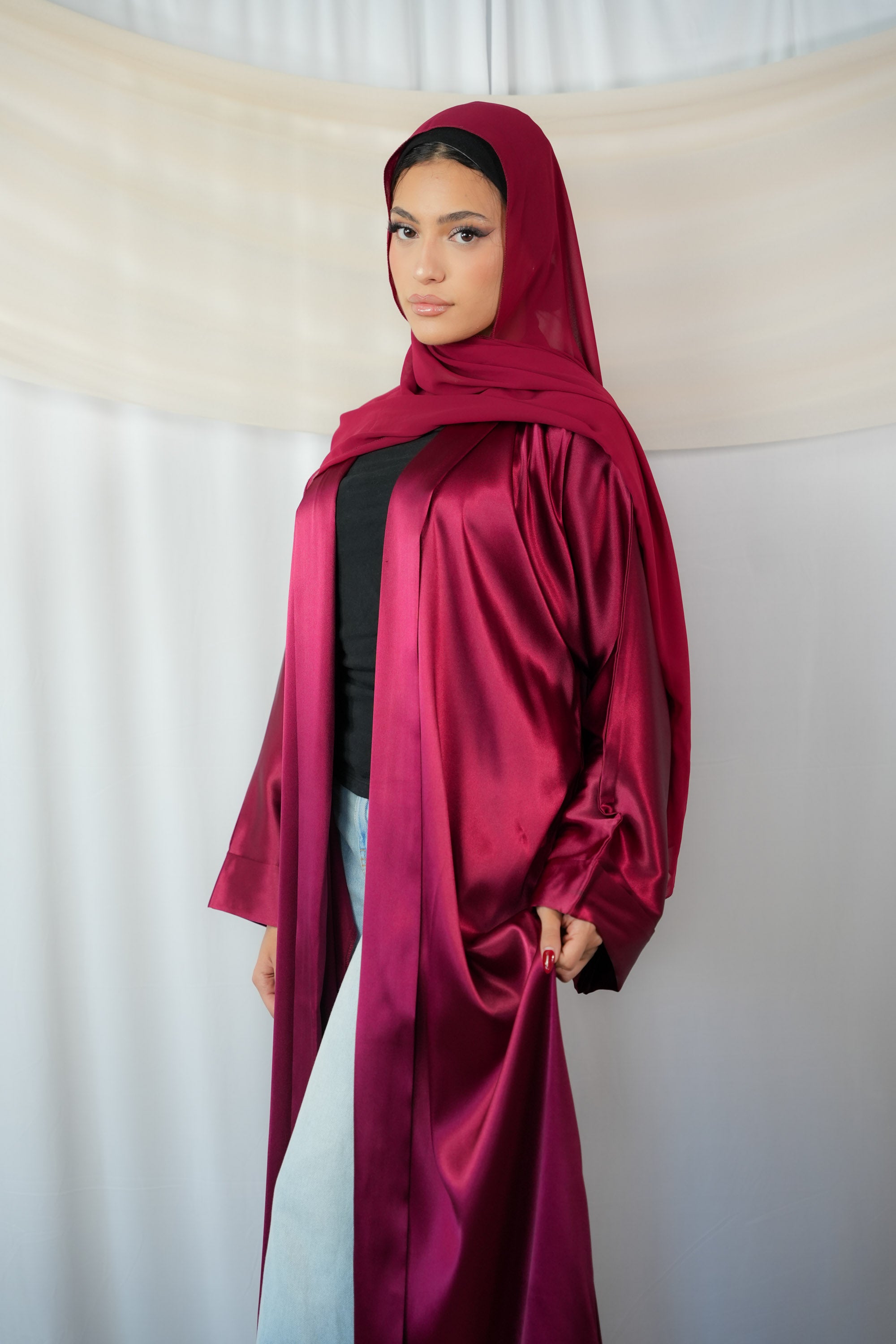 Satin Open Coat Abaya
