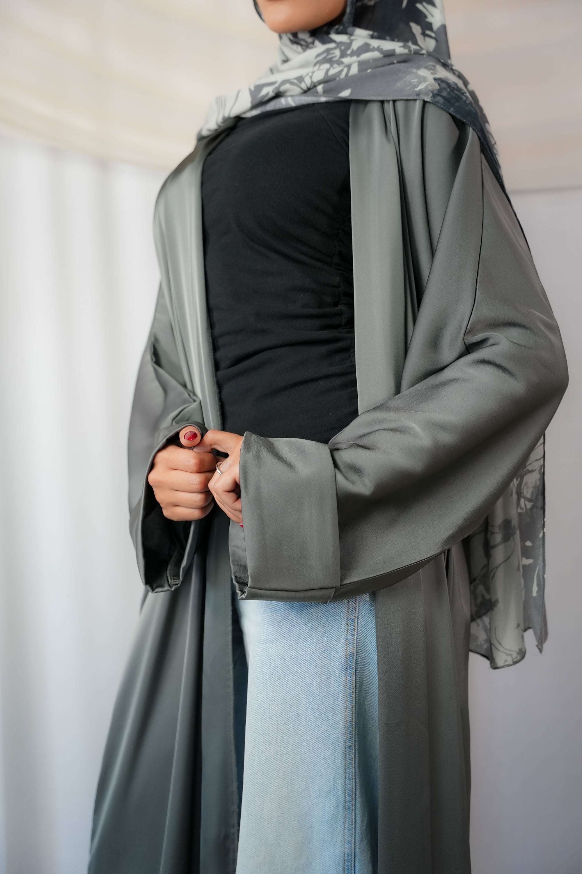 Satin Open Coat Abaya