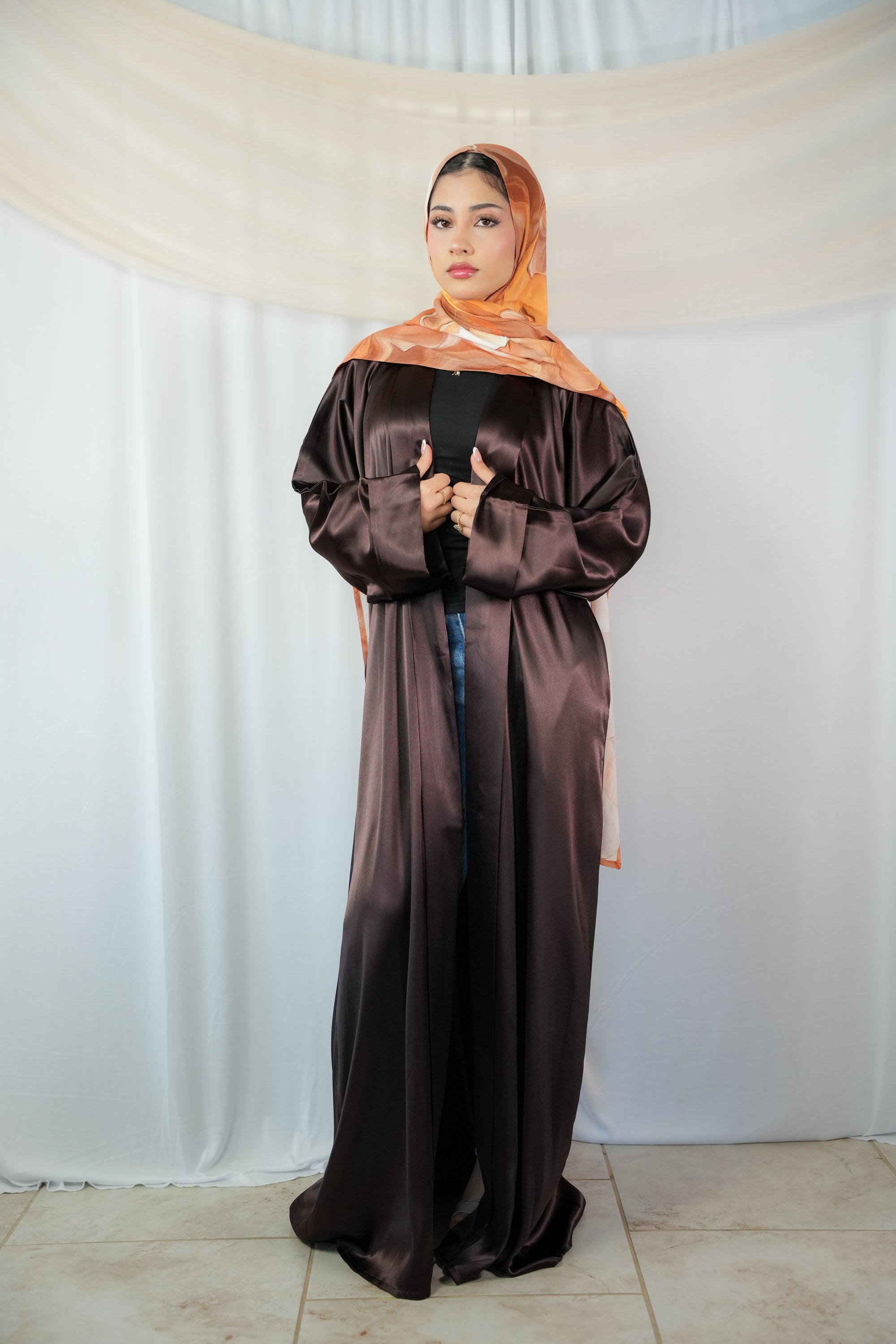 Satin Open Coat Abaya