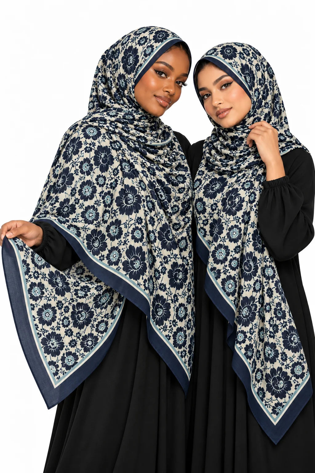 Cobalt Blue Traditional Floral Hijab | Ornate Medallion Print Headscarf