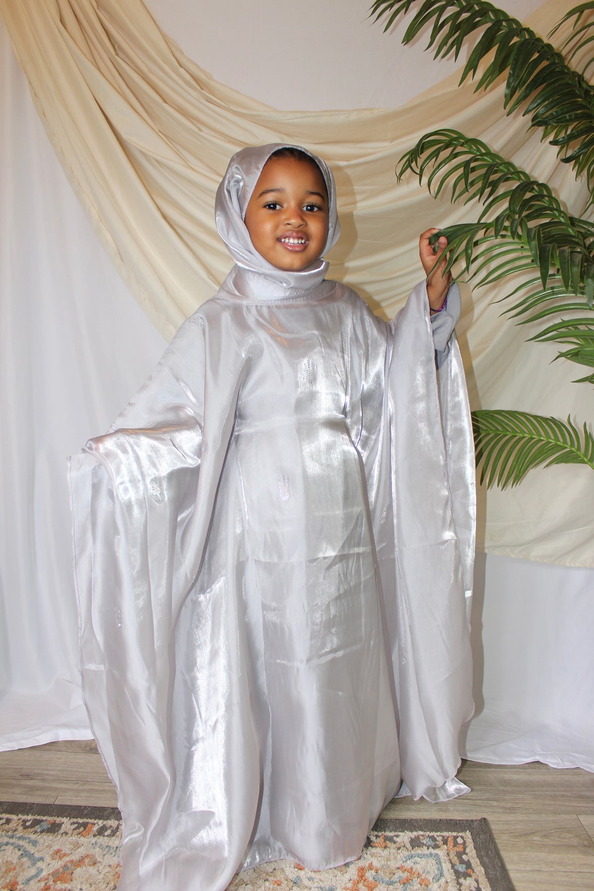 Girls organza Farasha abaya with matching hijab