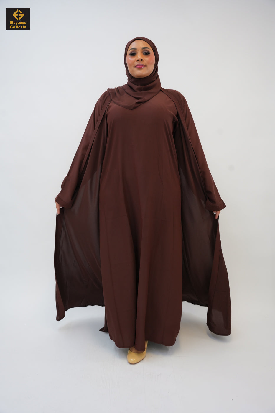 Hala open abaya with long wide sleeves
