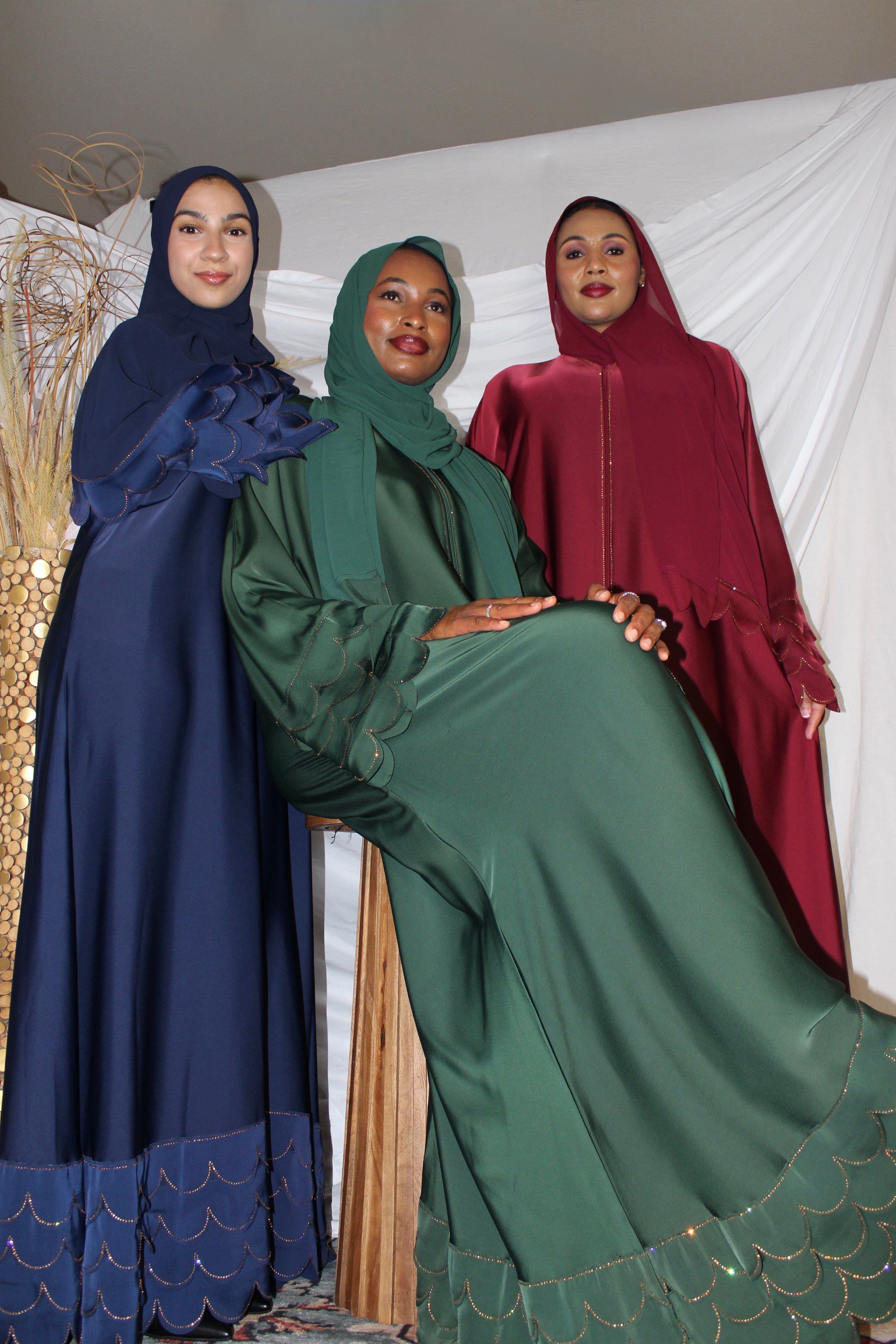 Ashwaq Abaya with Gold Stones