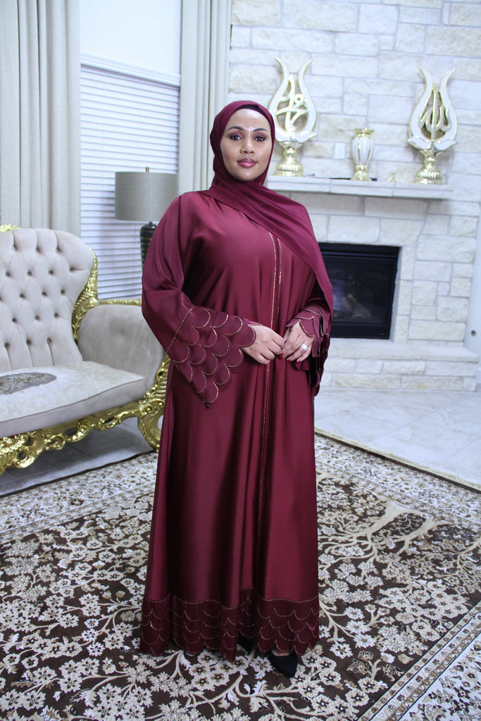 Ashwaq Abaya with Gold Stones