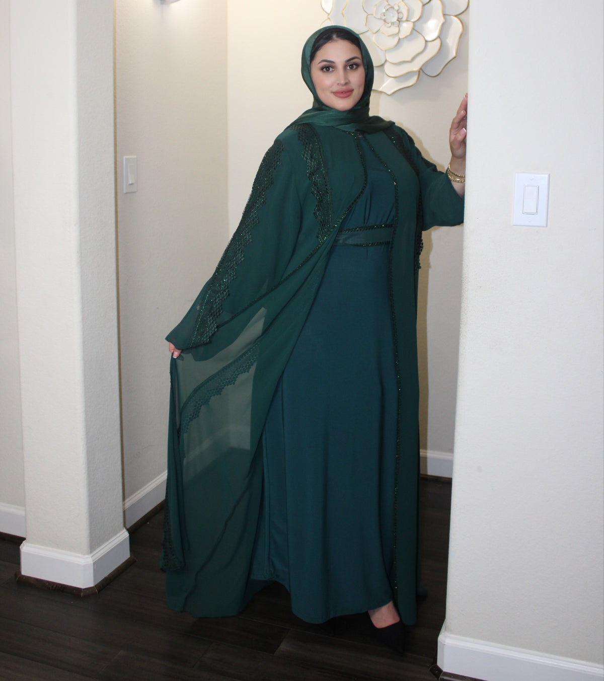 Kieran Abaya with Waist Belt Green
