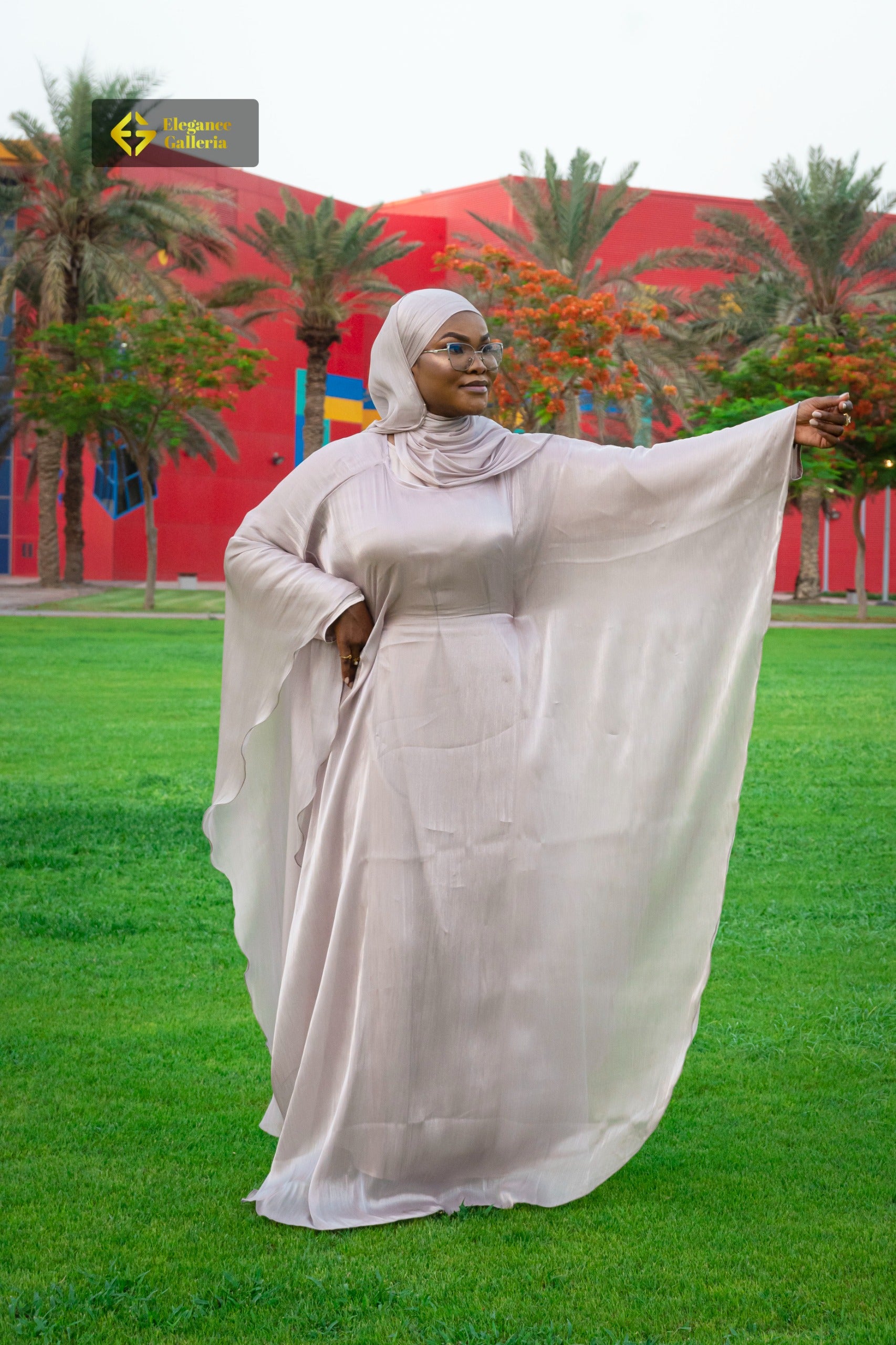 Graceful Organza Butterfly 2 piece Abaya