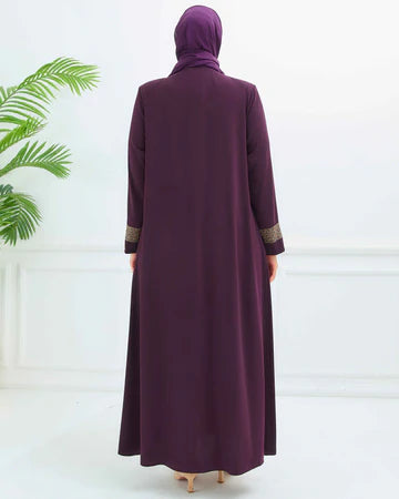 Zeenat Medina Silk Abaya Dark Purple